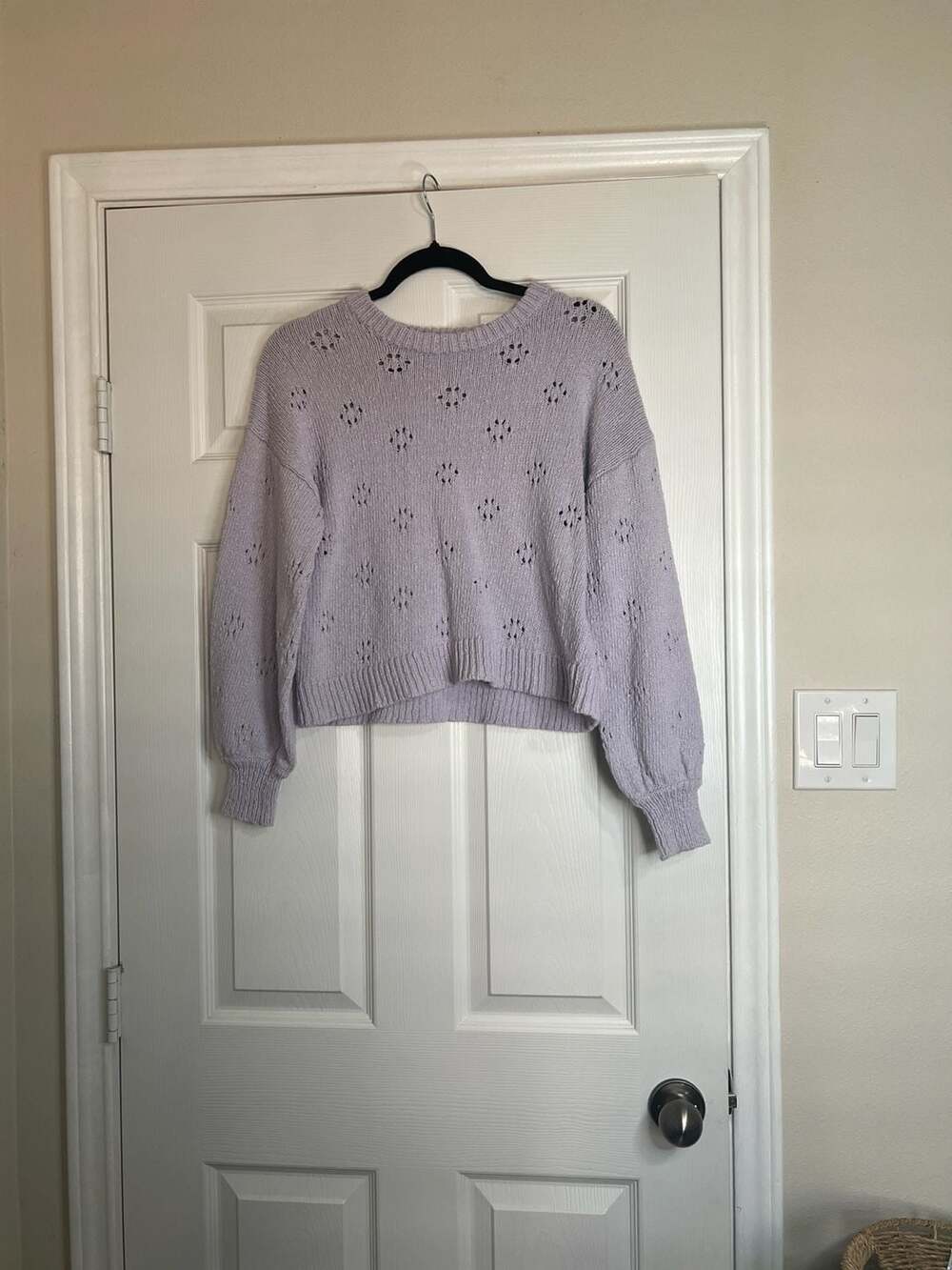 Madewell Floral Pointelle Pullover Cotton Sweater in Lavender
